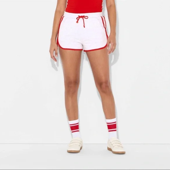 Wild Fable™ Women's Game Day Terry Pull-On Shorts - Heather Gray/Red XXL - Picture 2 of 10